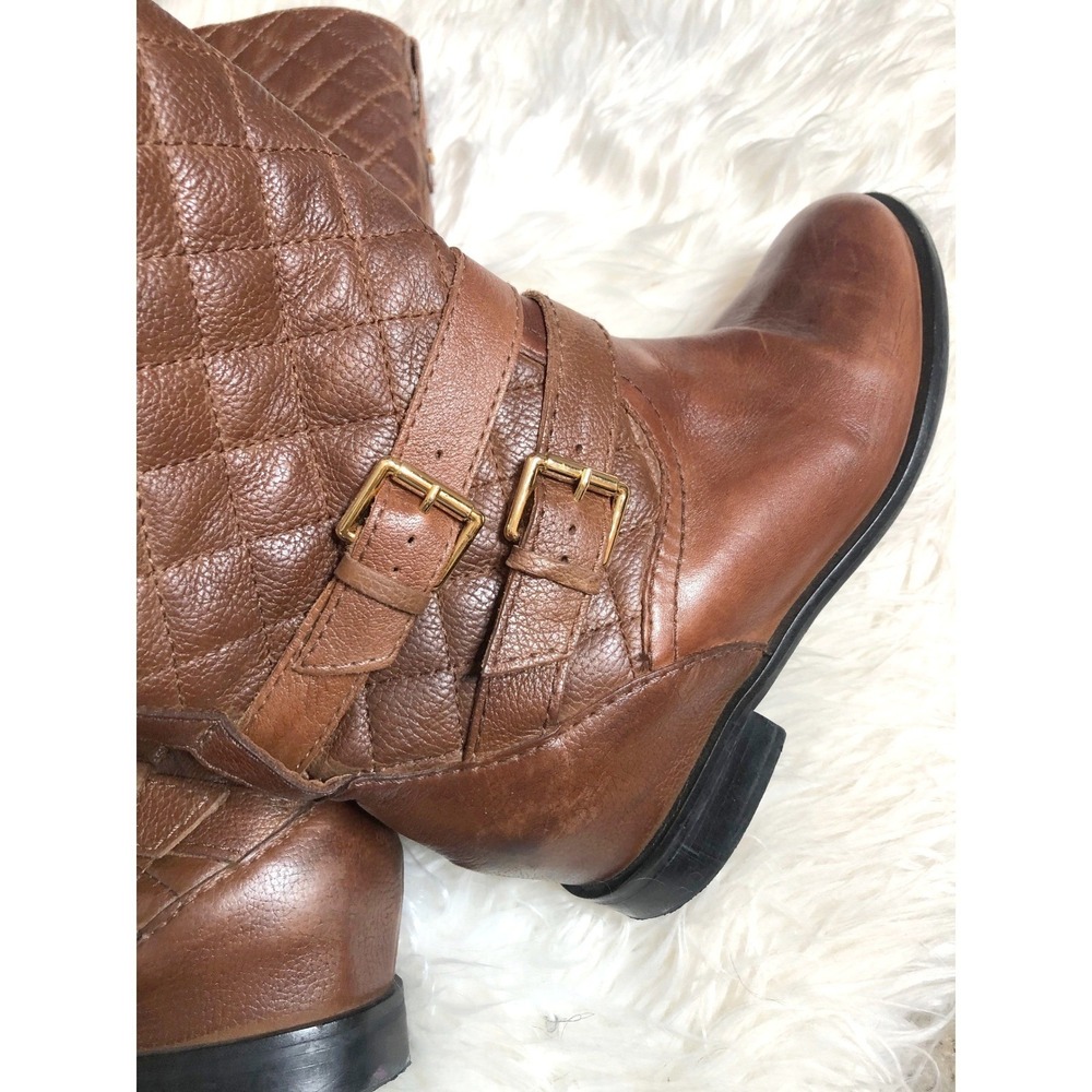 Kate Spade Sutton Brown Quilted Leather Riding Boots Equestrian Size 7M - Flawed - Picture 2 of 8
